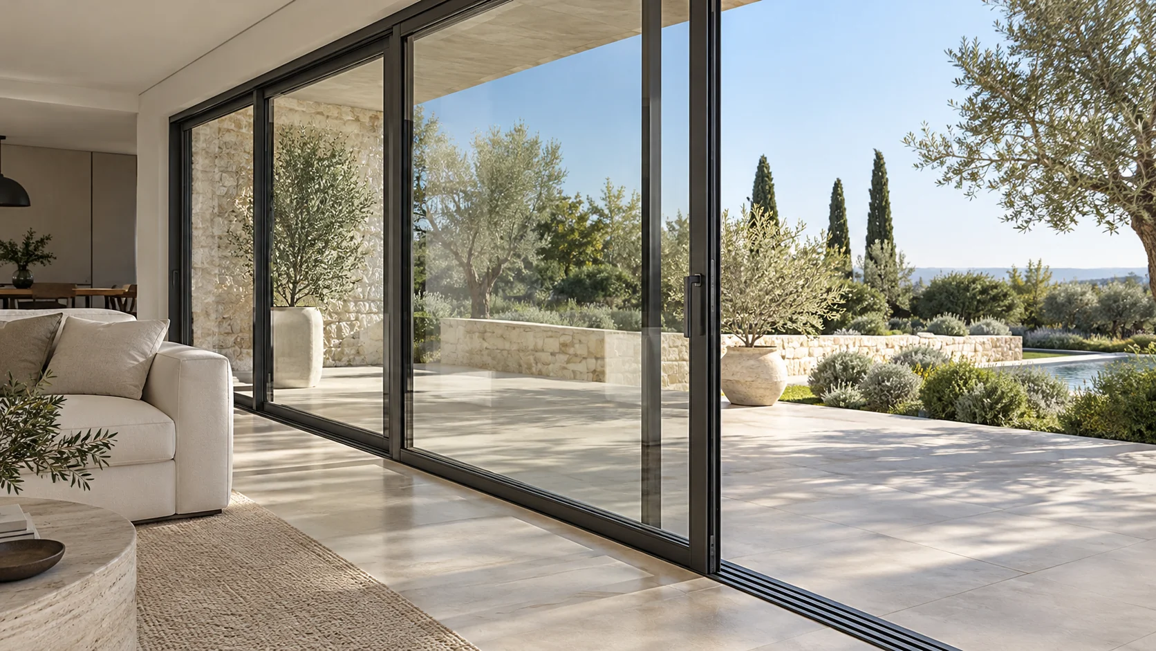 Portes corredisses d’alumini en un interior contemporani